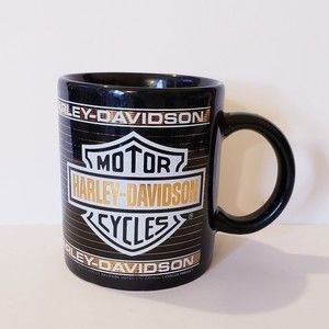 14K Gold Trimmed Harley Davidson Duo Glide 1958 Black Coffee Regular Size Cup